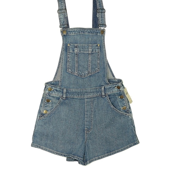Anthropologie Blue Overall Shorts Jumpsuit Adjustable Straps Light Denim - Picture 1 of 4